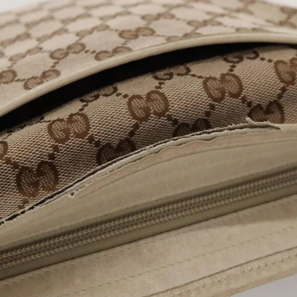 GUCCI GG Canvas Shoulder Bag Beige Gold - Picture 10 of 16